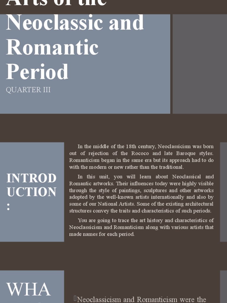 Neoclassical and Romantic Art Overview | PDF | Classicism | Romanticism