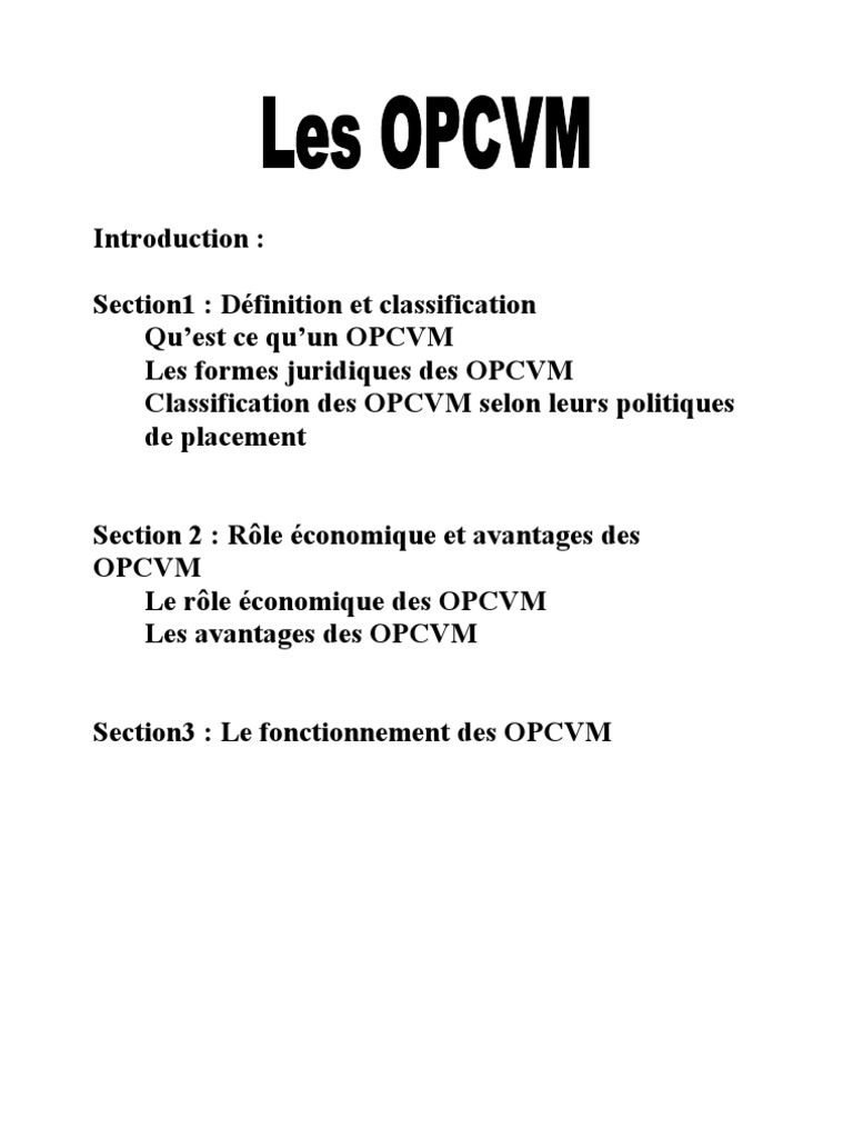 Définition et Rôle des OPCVM au Maroc | PDF | Obligation (Finance ...