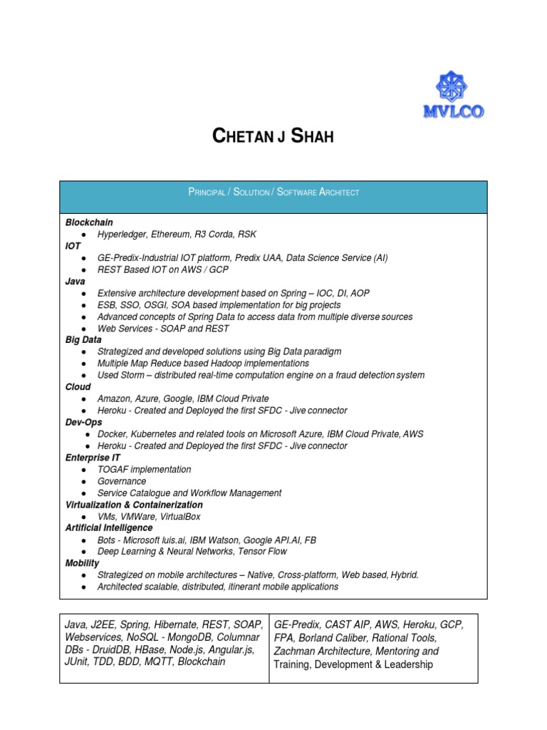 Tech Architect & Trainer Profile | PDF | Cloud Computing | Internet Of ...