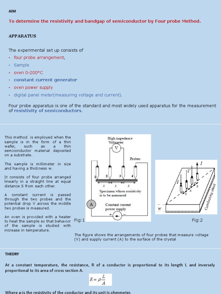 Determining the Resistivity and Bandgap of a Semiconductor Using a Four