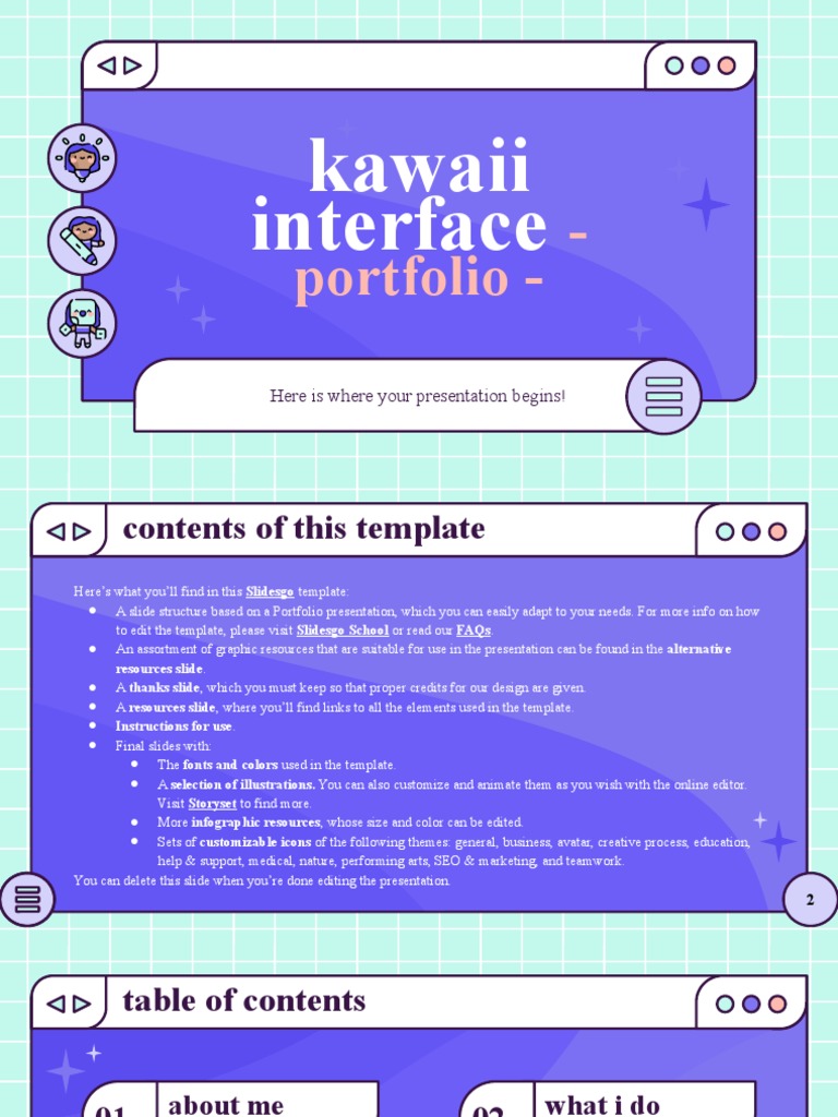 Kawaii Interface Portfolio by Slidesgo | PDF | Planets | Sun