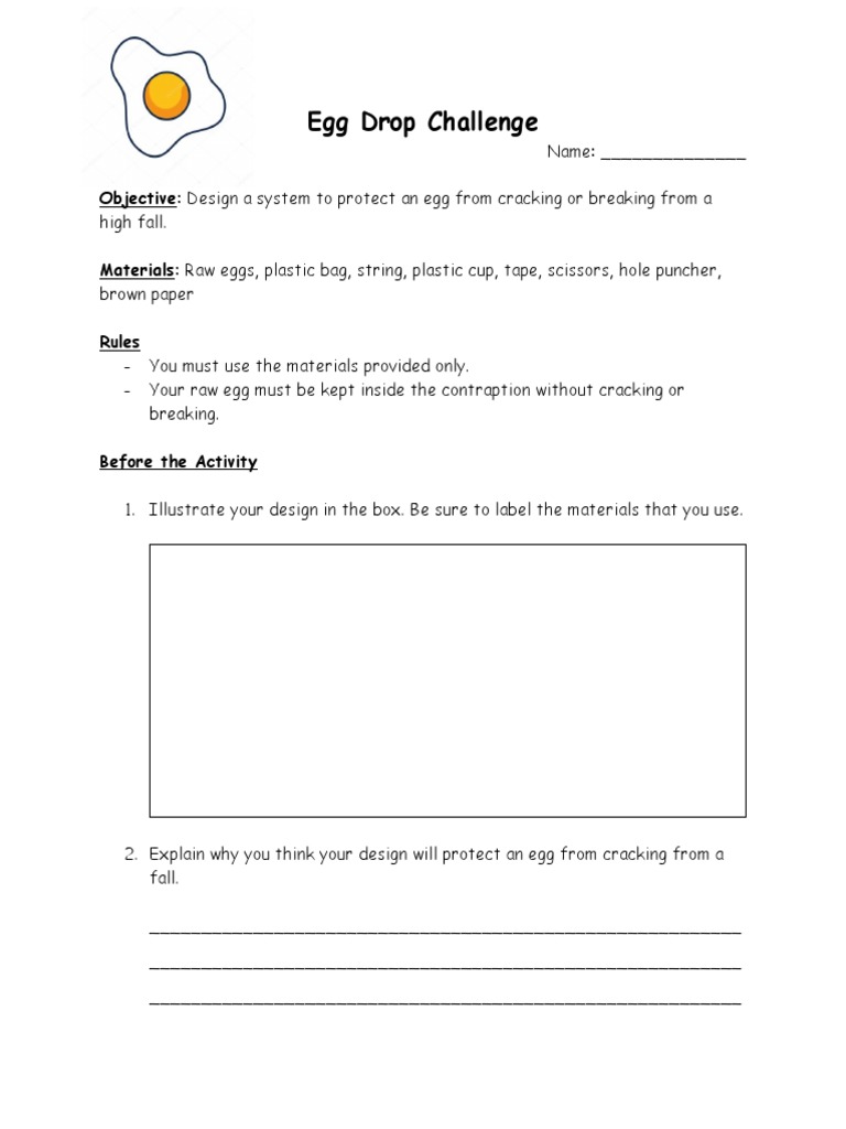 Egg Drop Worksheet PDF