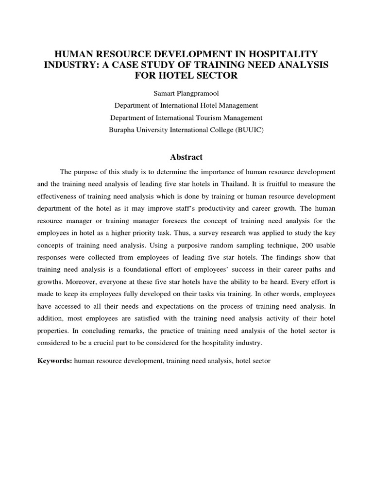 Training Needs in Hospitality HRD | PDF | Employment | Competence ...