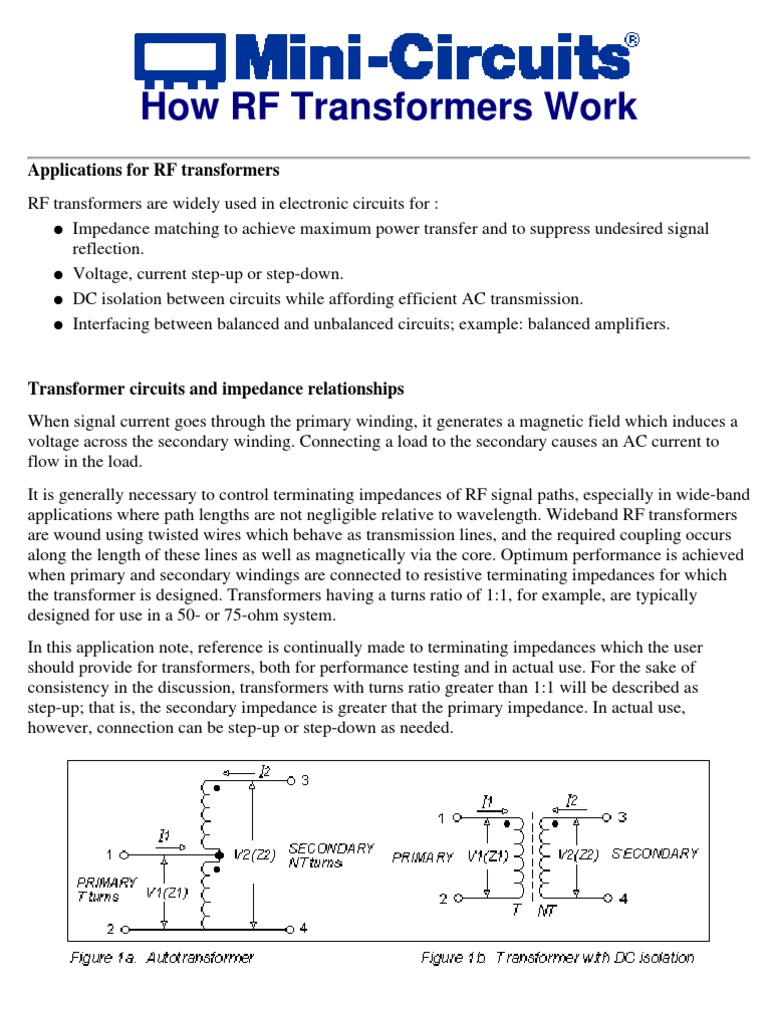 How RF Transformers Work Transformer Electrical Impedance