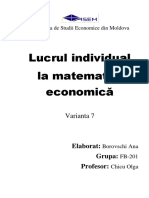 Lucrul Individual La Matematica Economică: Varianta 7