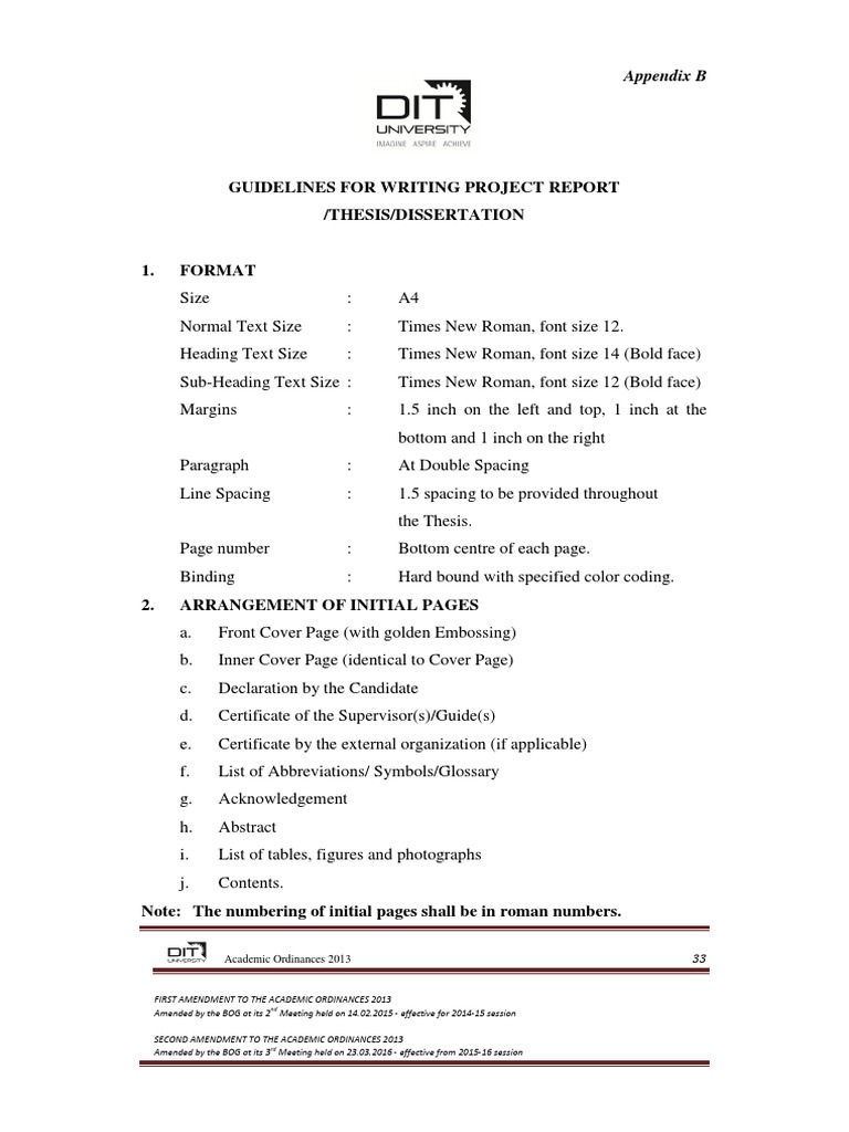 Guidelines For Writing Project Report /Thesis/Dissertation: Appendix B ...