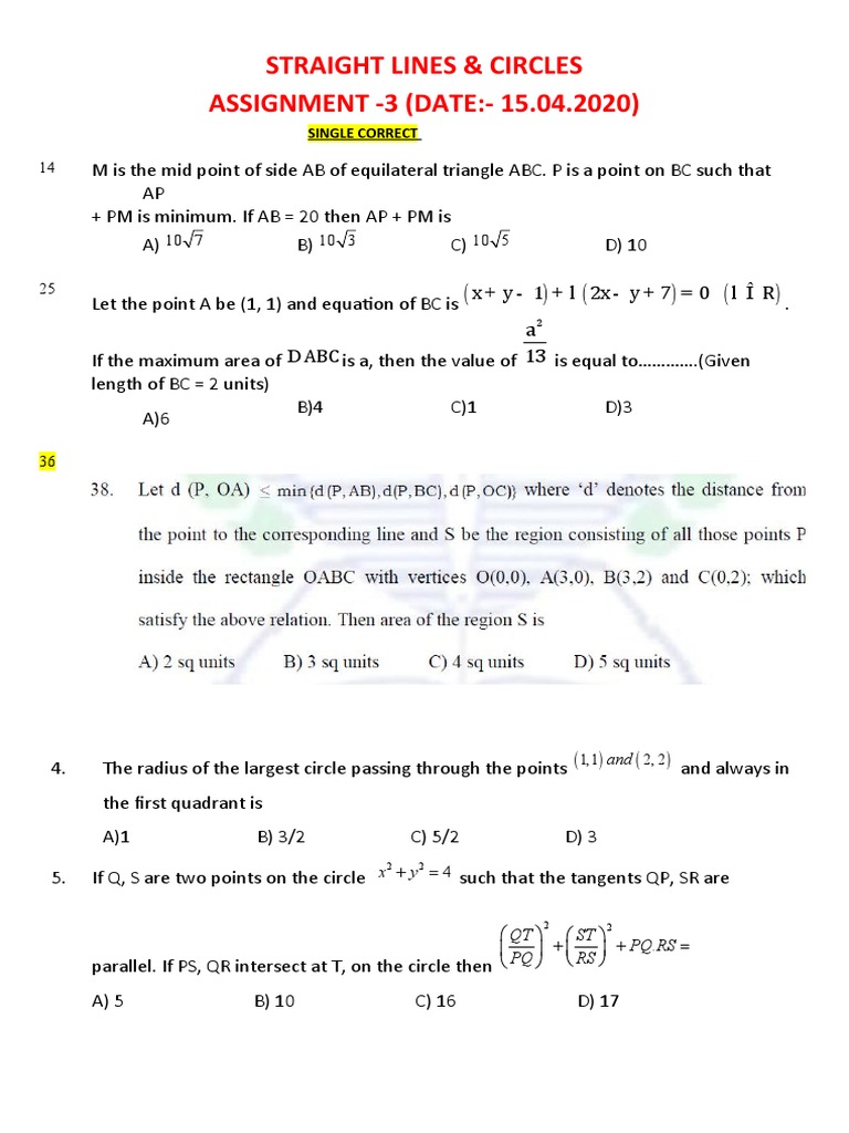 Geometry Assignment on Lines and Circles | PDF | Circle | Triangle