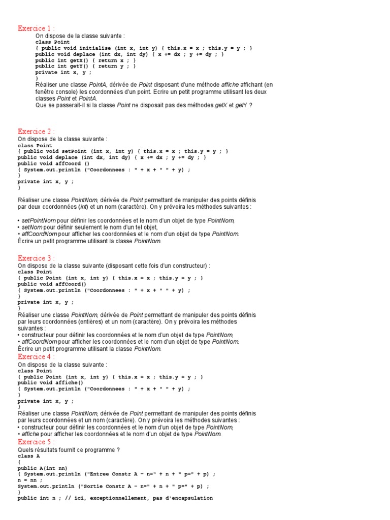 Exercices de Programmation Java sur les Classes | PDF | Cercle | Géométrie