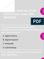 Directions: Write The LETTER of The Correct Answer. (NO Erasures)