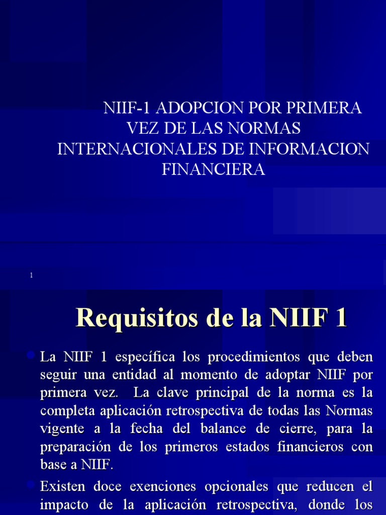 NIIF 1: Adopción Inicial de Normas IFRS | PDF | normas internacionales ...