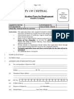 University of Chitral: Application Form For Employment