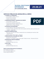 Servicio Público de Adoración Al Señor - Agosto 29 2021