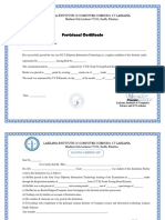 Provisional Certificate: Larkana Institute of Computer Science & I.T Larkana Resham Gali Larkana-77150, Sindh, Pakistan