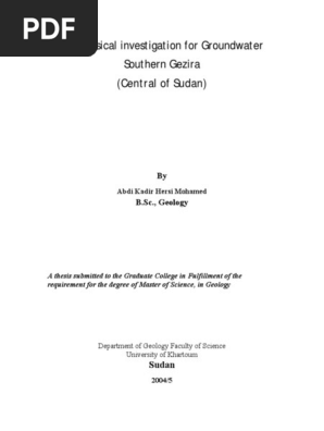 Geophysical Investigation for Groundwater Southern Gezira (Central of Sudan)Geophysical Investigation for Groundwater Southern Gezira (Central of Sudan)Geophysical Investigation for Groundwate