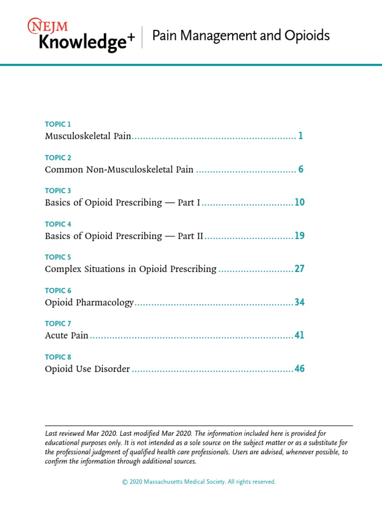 Pain Management Opioids Summaries | PDF | Opioid | Osteoarthritis