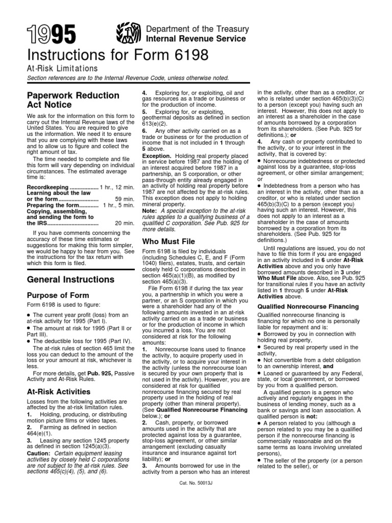 US Internal Revenue Service: I6198 - 1995 | PDF | S Corporation | Tax ...