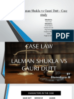 Lalman Shukla Vs Gauri Dutt - Case Study: Submitted To Submitted by