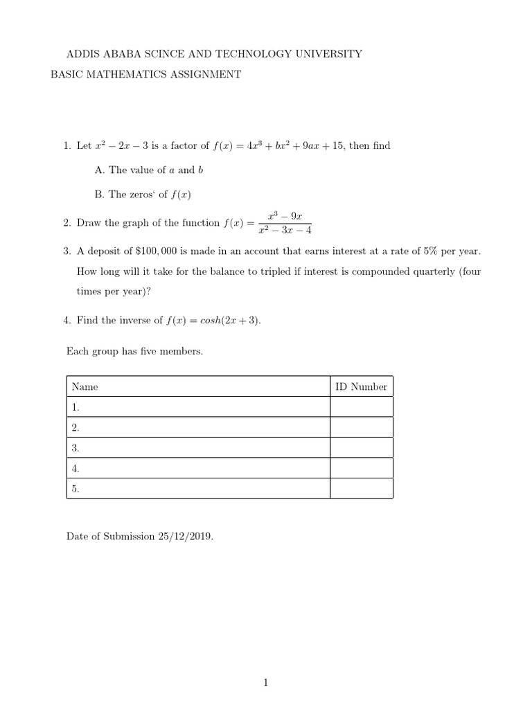 Basic Mathematics Assignment Overview | PDF | Teaching Methods & Materials