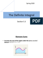 The Definite Integral: Mathematics II Spring 2020