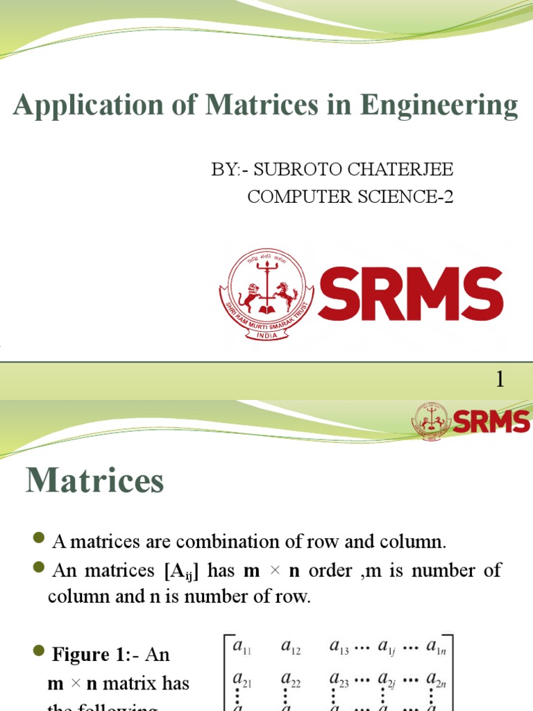Application of Matrices in Engineering | PDF | Matrix (Mathematics ...
