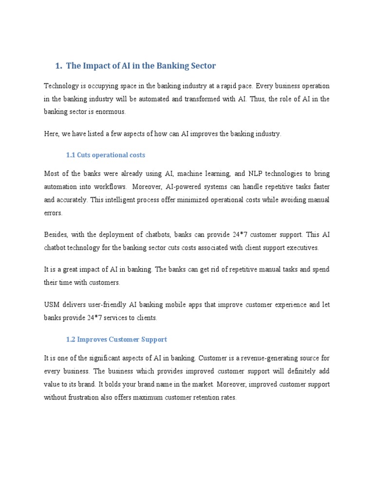 The Impact of AI in The Banking Sector TT | PDF