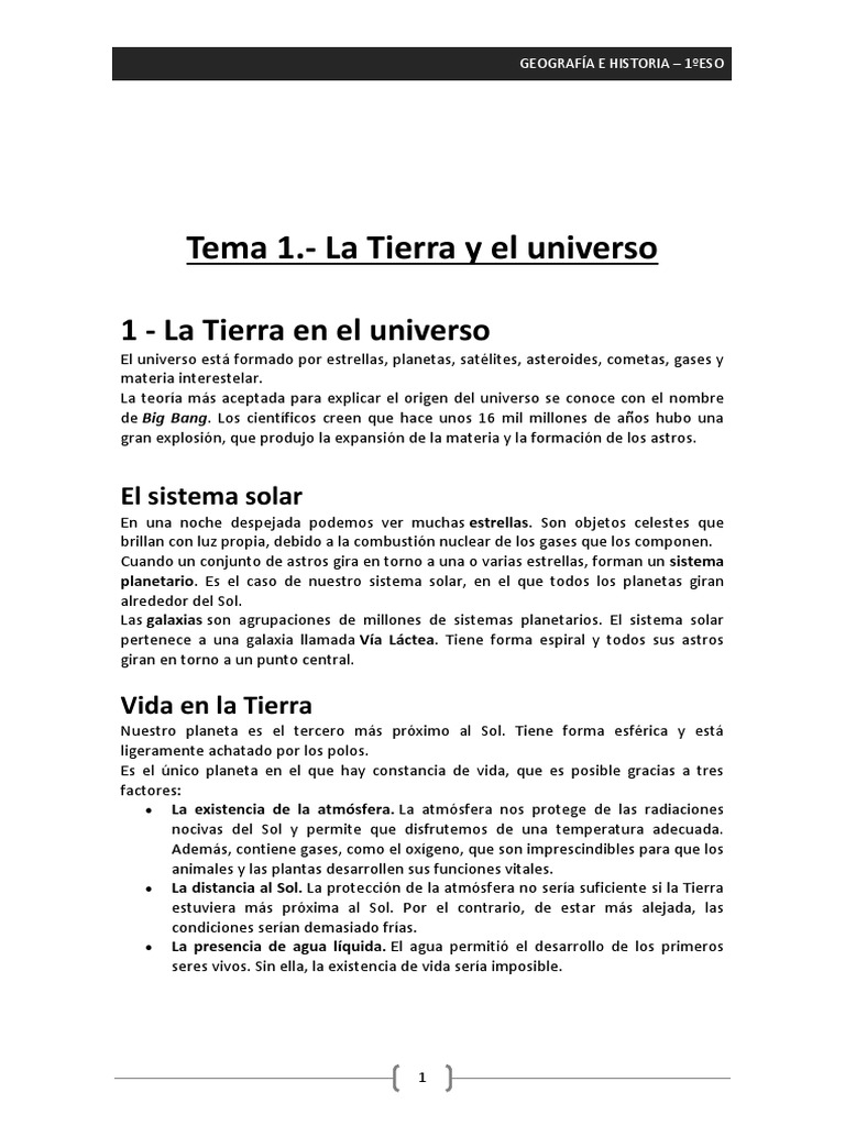 Tema 1. La Tierra y El Universo | PDF | Universo | Marea