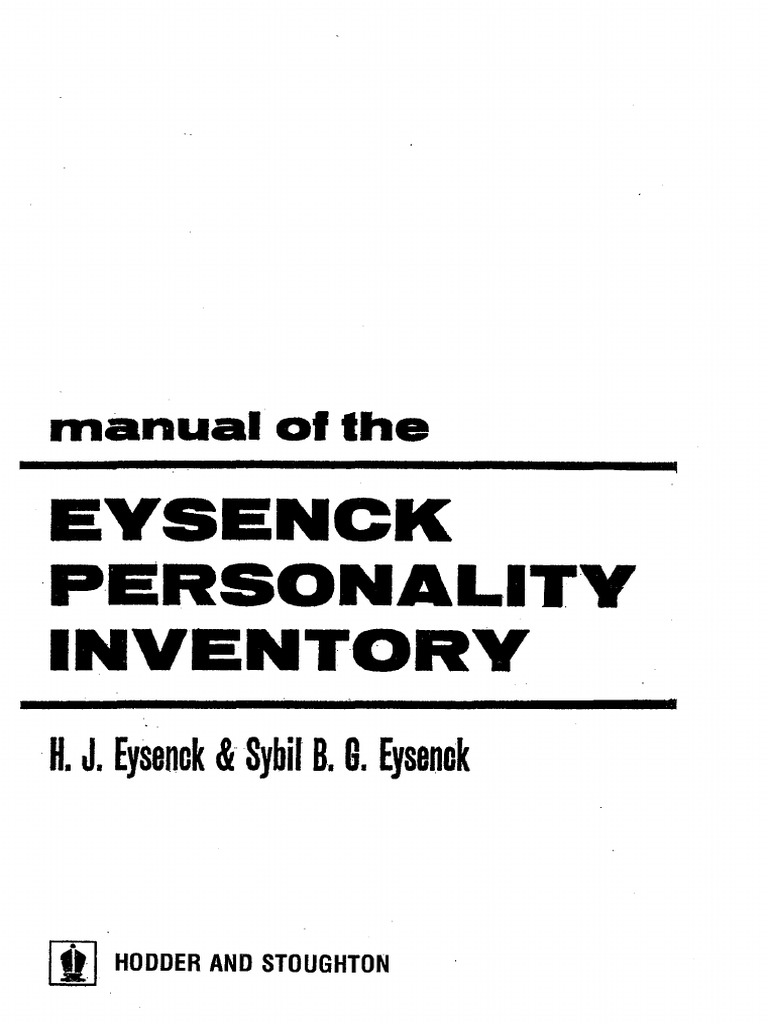 1964 Eysenck Manual | PDF | Extraversion And Introversion ...