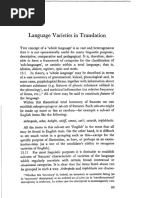 Language Varieties in Translation: Varieties Iolects, Dialects, Styles