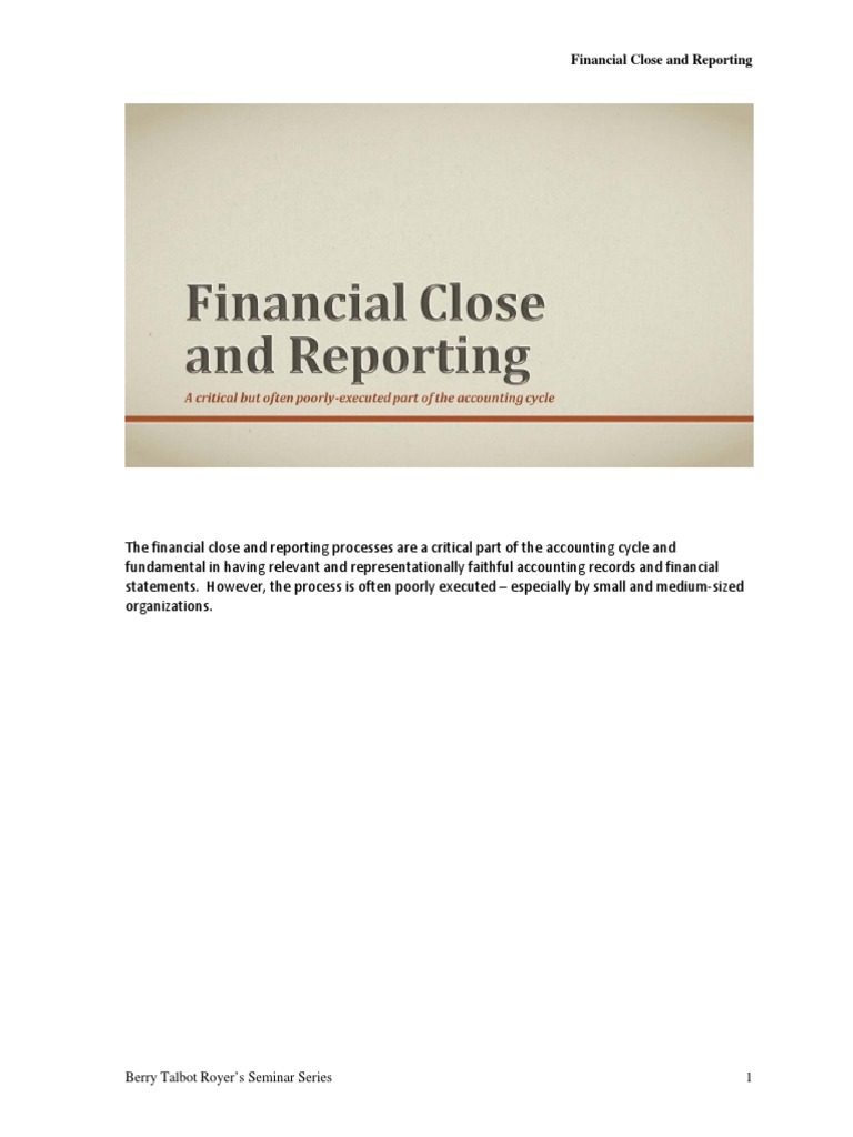 Financial Close Process Overview | PDF | Equity (Finance) | Income ...