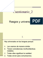 Cuestionario - 2 .Rasgos y Universales