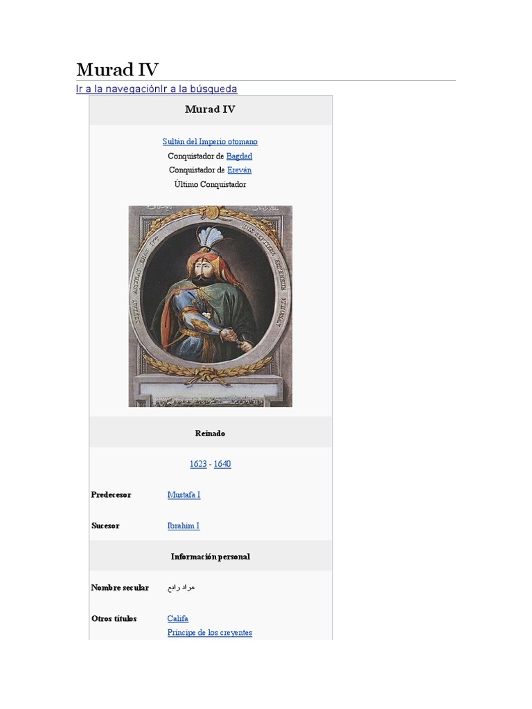 Murad IV | PDF | imperio Otomano | Política del imperio otomano