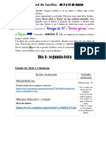 Plano Semanal - 8 A 12 de Março