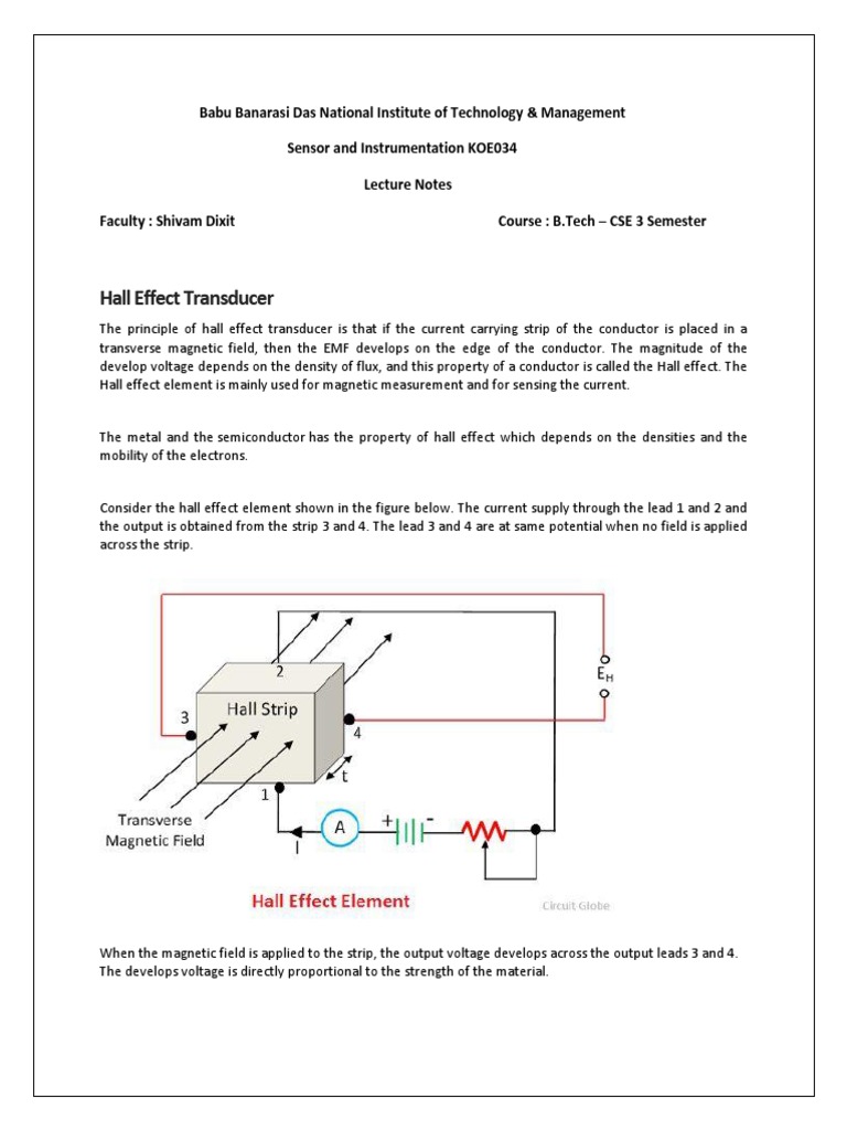 Hall Effect Sensor | PDF | Magnetic Field | Voltage