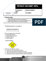 Tryout Un SMP/MTS: Mata Pelajaran: Bahasa Inggris Tanggal: - Waktu: 120 MENIT