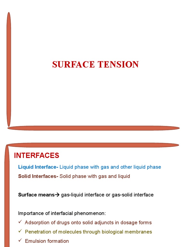 Surface Tension and Interfacial Phenomena | PDF | Surfactant | Adsorption