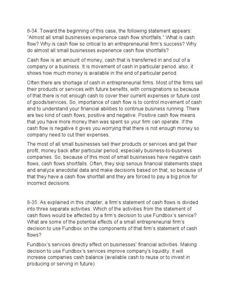 Feb Case Analysis 4 | PDF | Entrepreneurship | Cash