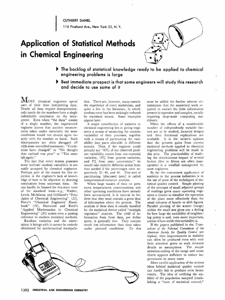 Statistical Methods in Chemical Engineering | PDF | Statistics ...