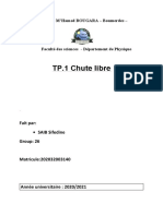 TP.1 Chute Libre: Université M'Hamed BOUGARA - Boumerdes