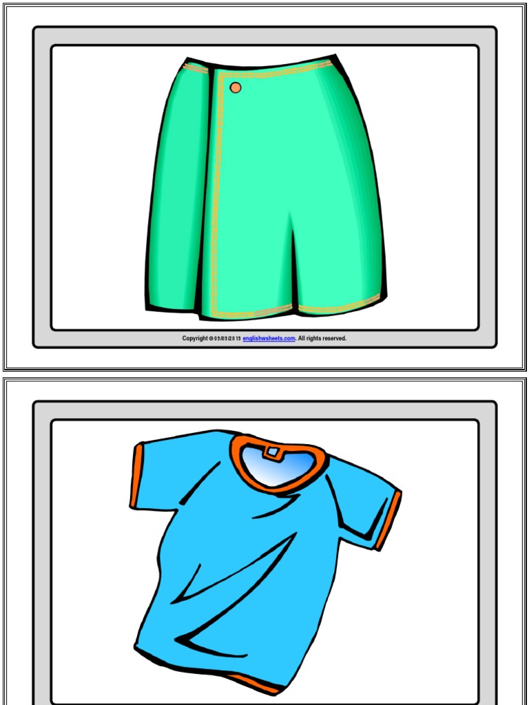 Clothes and Accessories Vocabulary Esl Printable Flashcards Without