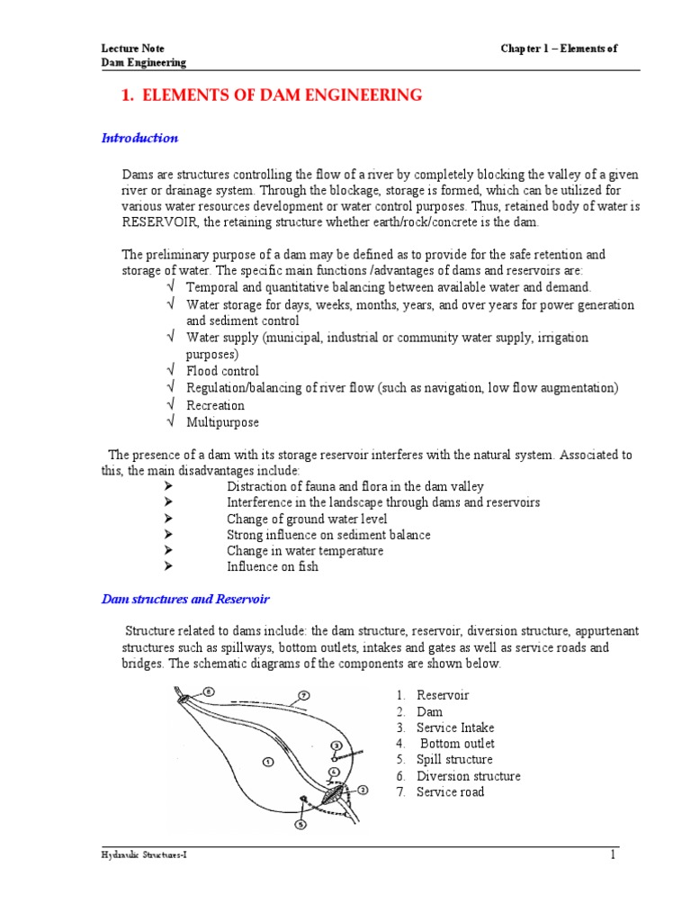 Elements of Dam Engineering Overview | PDF | Dam | Reservoir