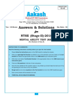 Answers & Solutions: For For For For For NTSE (Stage-II) - 2018