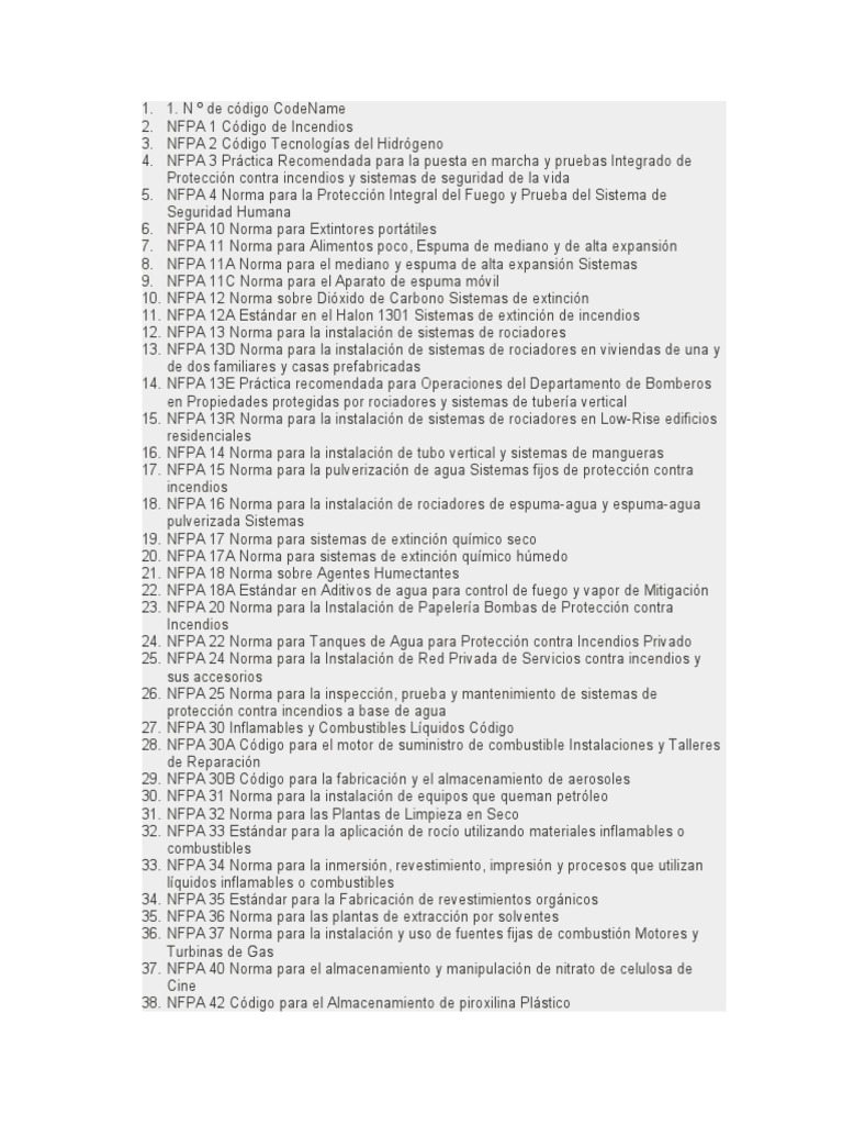 Lista de NFPA S | PDF | Bombero | Gas natural licuado
