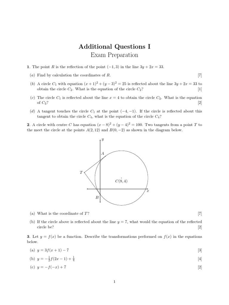 Circle Reflections and Transformations | PDF | Circle | Tangent