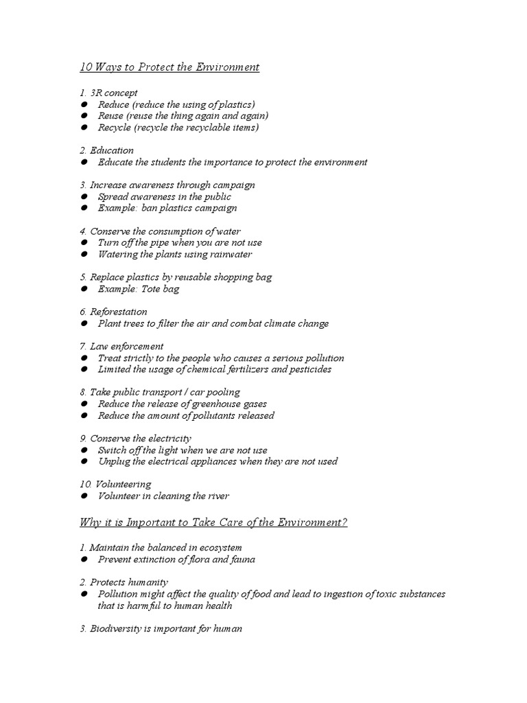10 Effective Ways to Protect the Environment | PDF | Pollution | Recycling