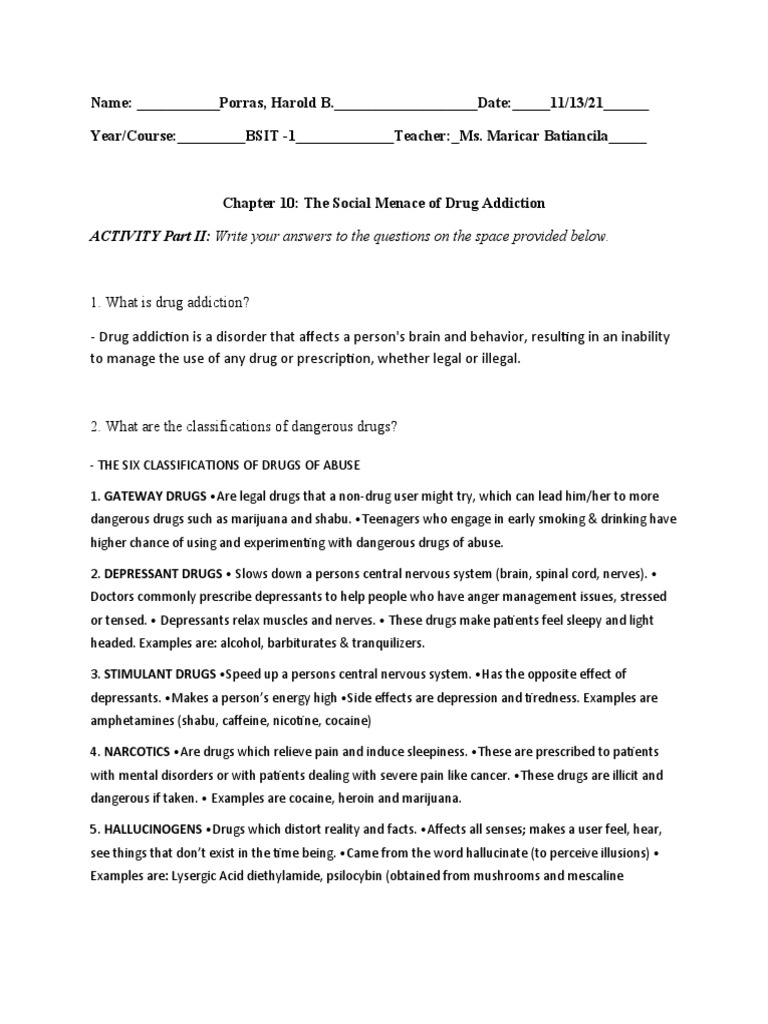 Chapter 10 The Social Menace of Drug Addiction | PDF | Recreational ...