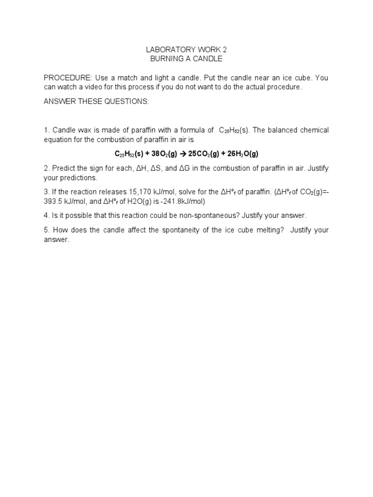 Candle Combustion Experiment Analysis | PDF | Science & Mathematics