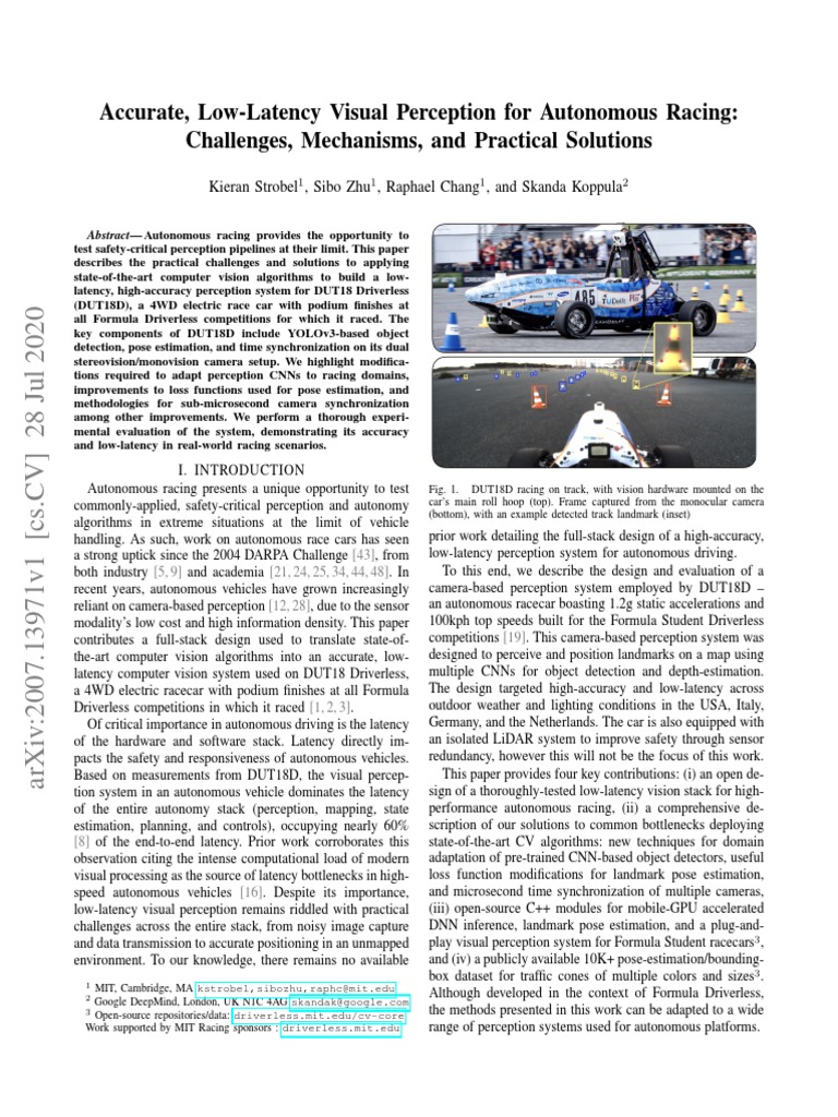 Accurate, Low-Latency Visual Perception For Autonomous Racing ...