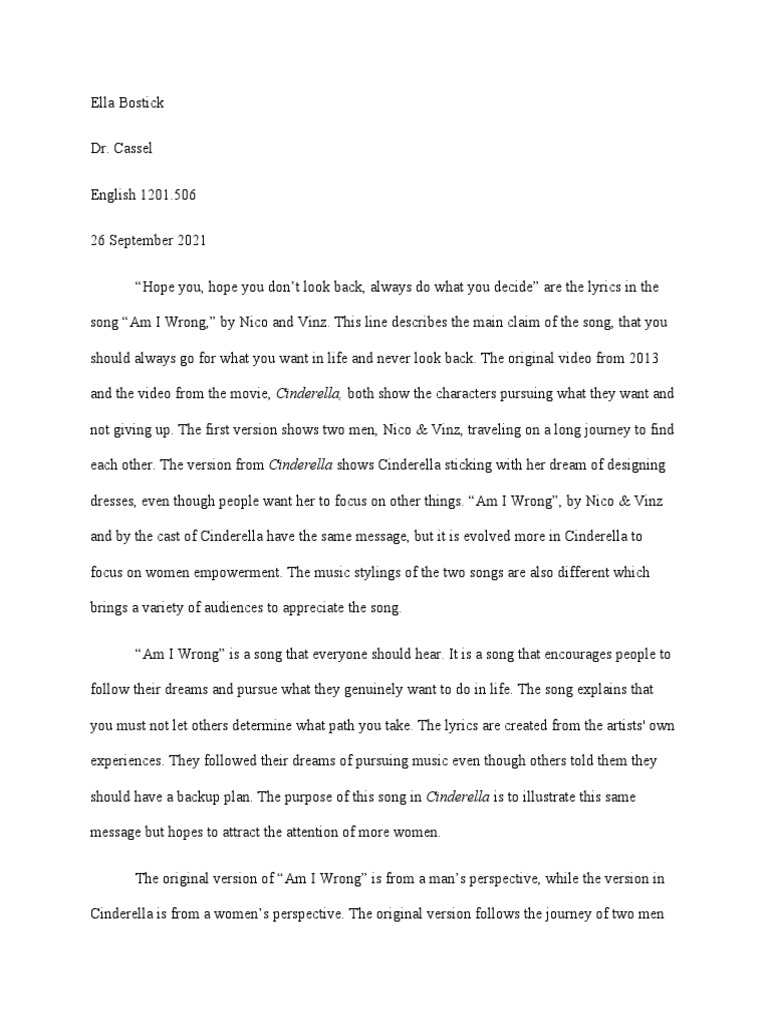 comparing two songs essay