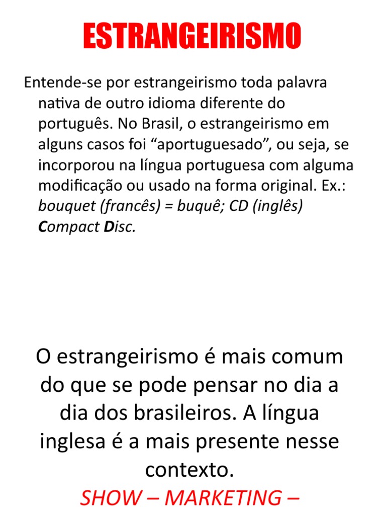 Estrangeirismos na Língua Portuguesa | PDF