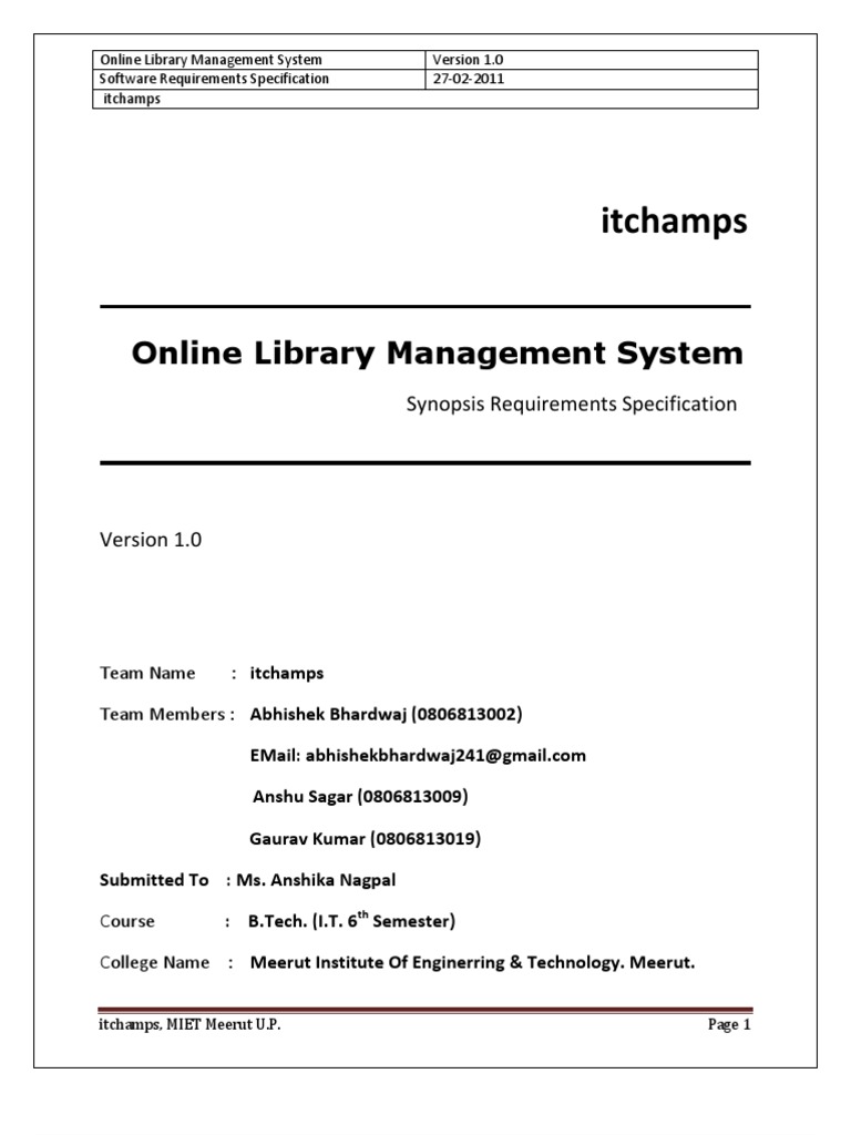 Online Library Management System SRS | PDF | Dynamic Web Page | Web Server
